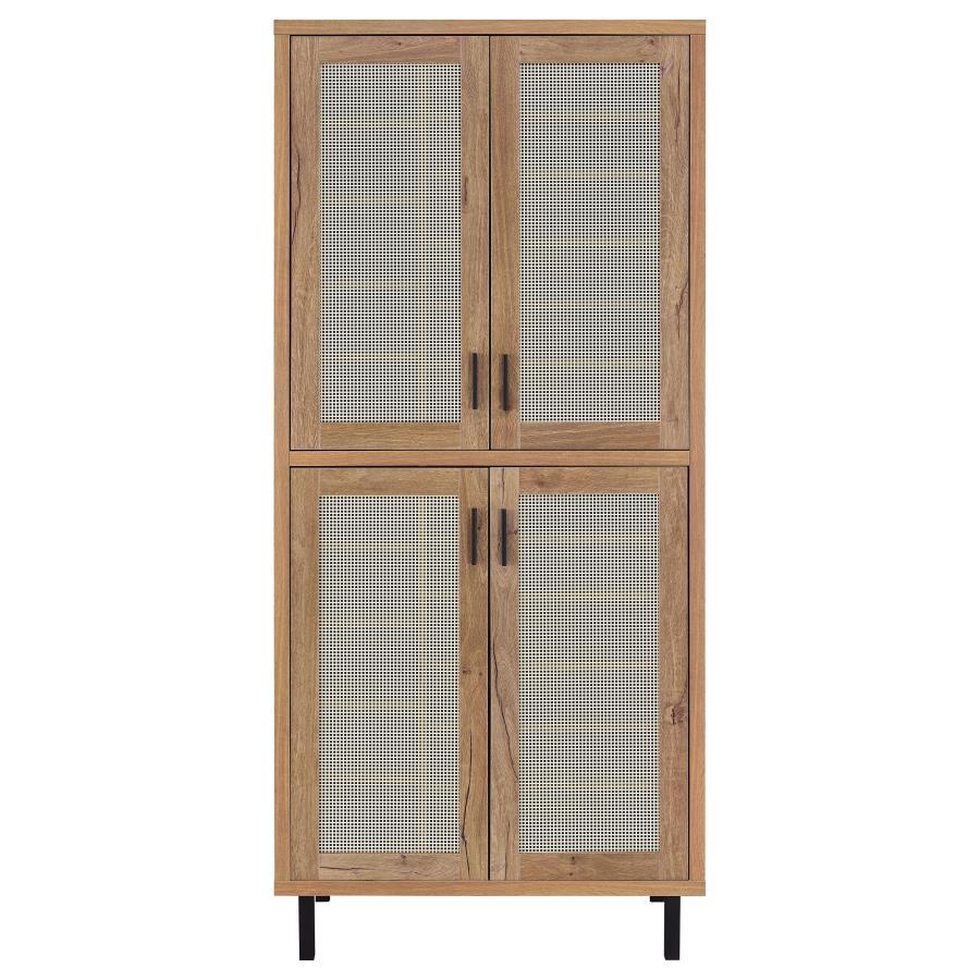 Teller - 80" 4-Door Tall Shoe Storage Cabinet - Natural Oak