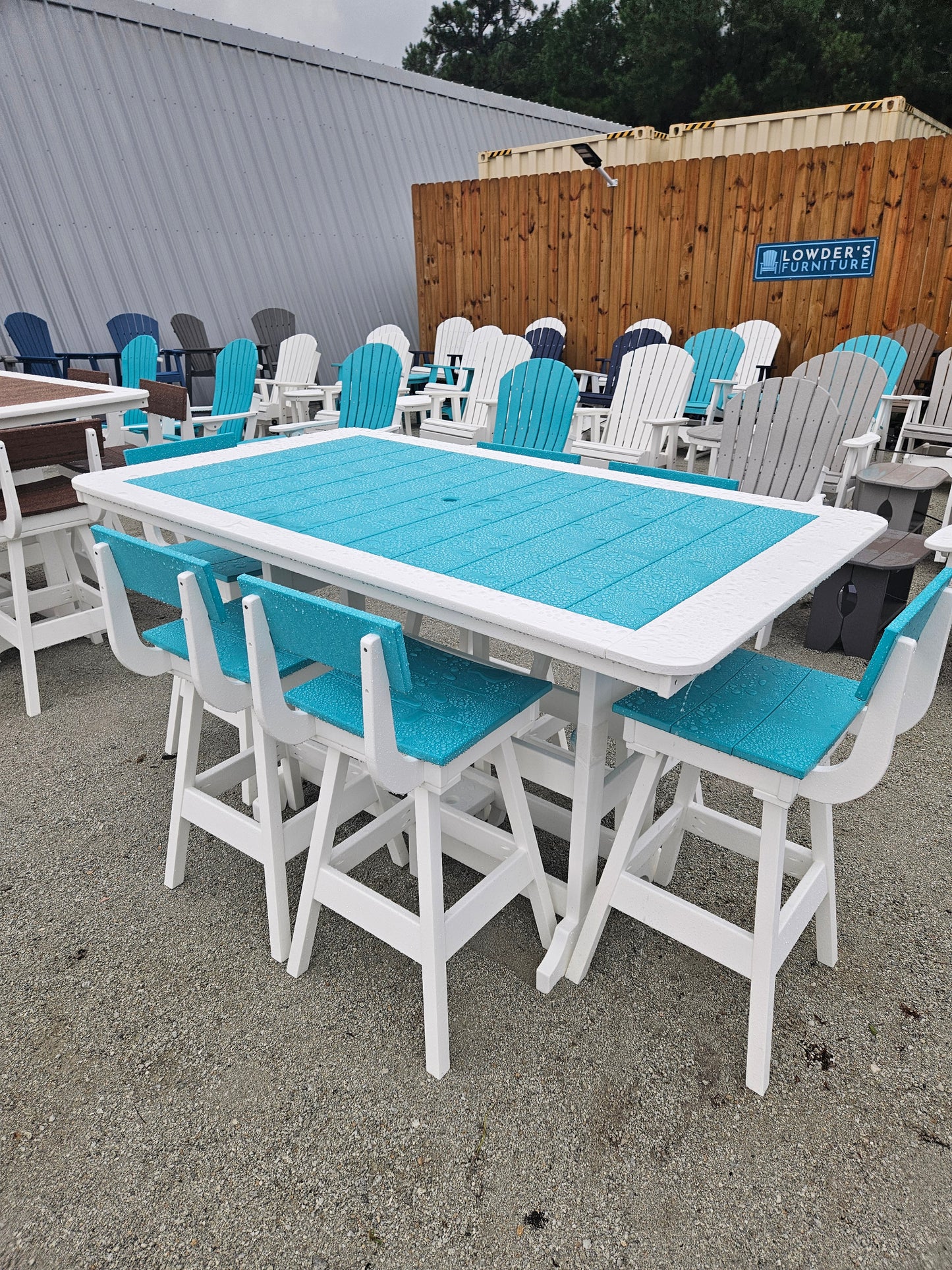 Tru180 Bar Table w/ 6 Saddle Stools Set