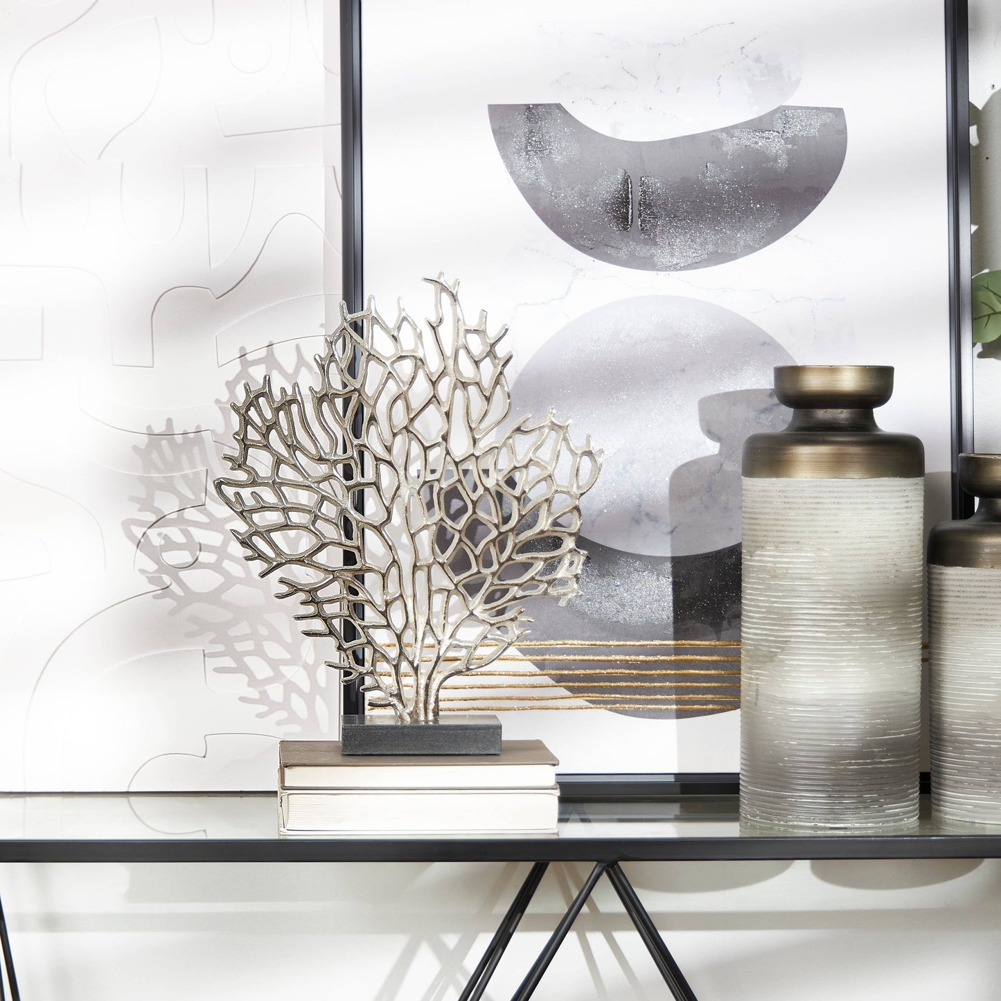 Coastal Silver Aluminum Metal Sculpture: 12"W, 16"H