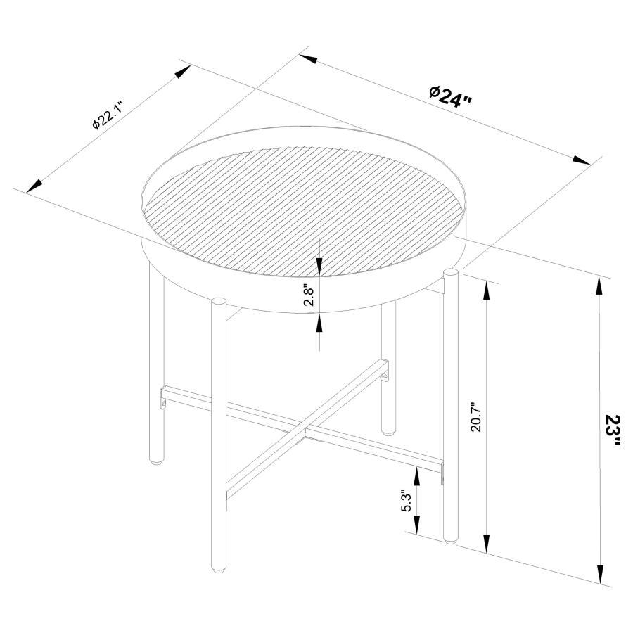 Ozella - Round End Side Table With Recessed Top Sandy - Black