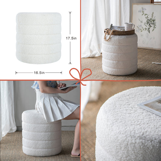 White Upholstered Stool