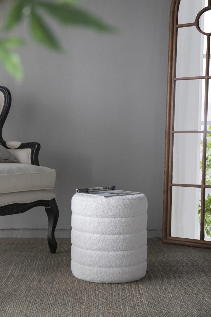 White Upholstered Stool