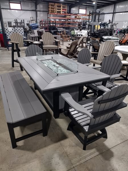 Backyard Outdoor Firepit Table Dining Set