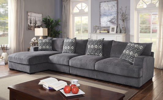 Kaylee - Large L-Shaped Sectional Right Side - Gray Dark