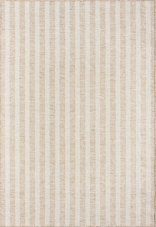 Ocean Striped Beige Brown Indoor/Outdoor Area Rug: 7'9" x 10'2"