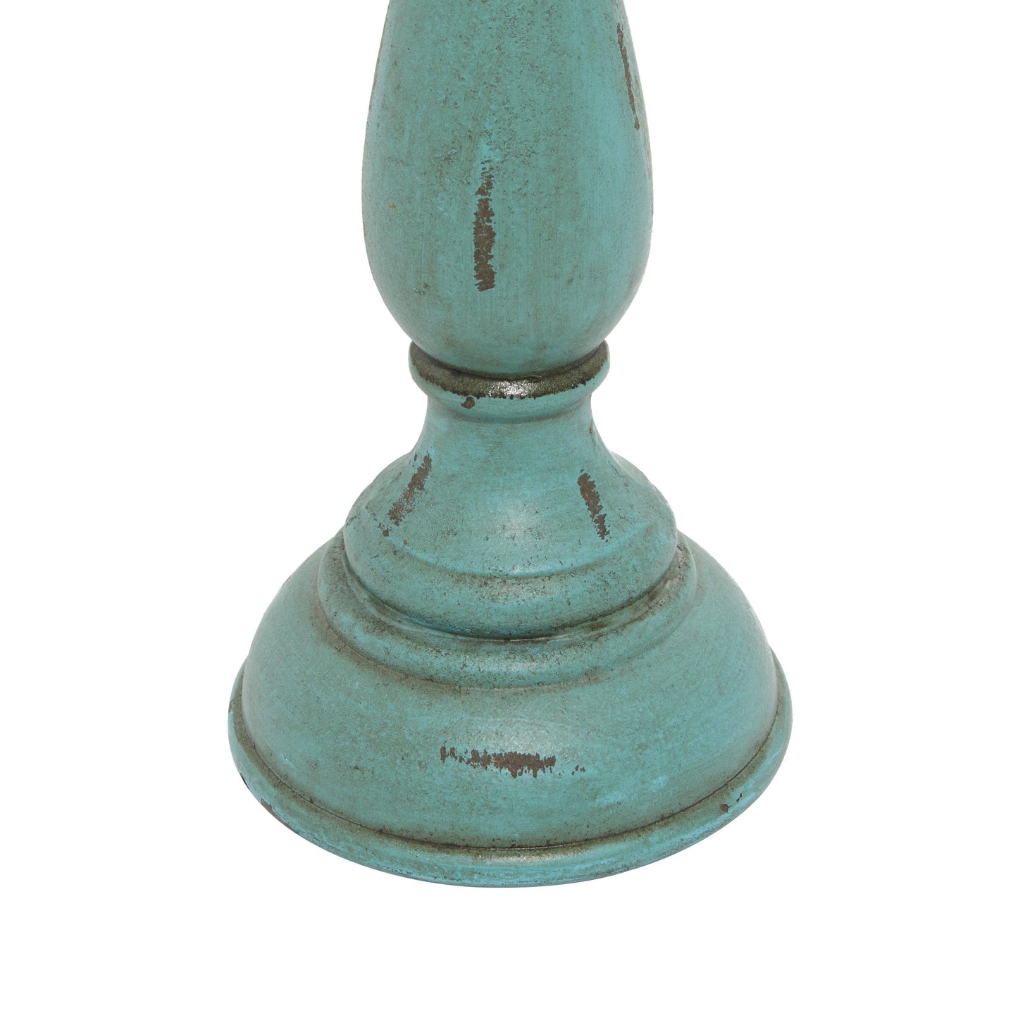 Traditional Teal Wooden Candle Holder Set