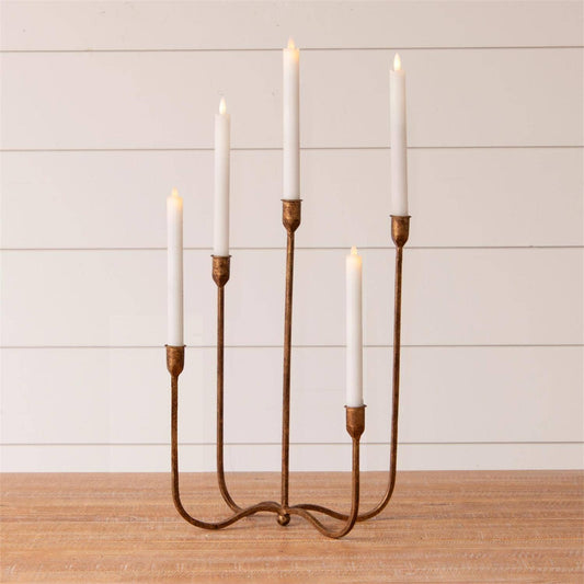 Brass Hand Forged Metal Candelabra (PC) | Gold Candle Holder