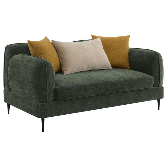 Jade - Chenille Upholstered Modern Track Arm Loveseat