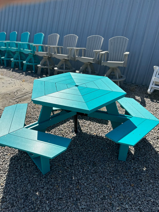 Backyard Hexagon Picnic Table