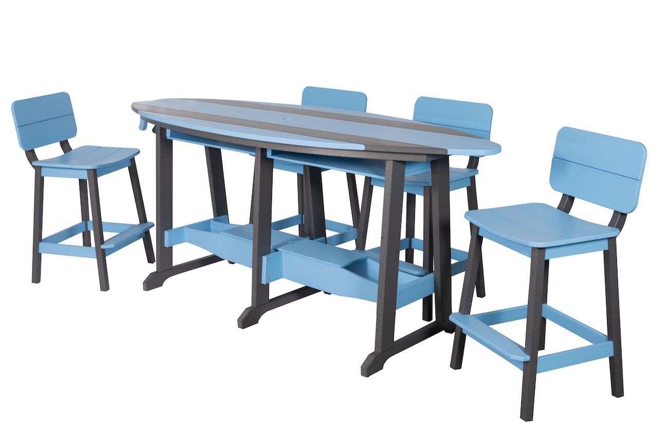 Beaver Dam 8' Surf-Aira Table w/ 6 Saddle Stool with Back