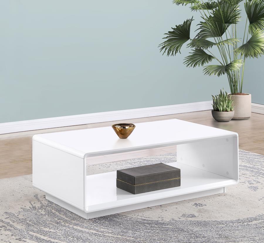 Paseo - Rectangular Cocktail Coffee Table - White High Gloss