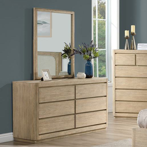 Hyde Park 6 Drawer Solidwood Dresser with Stylish Weathered Tan Natural Finish