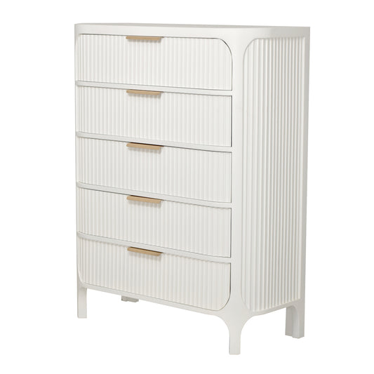 Montauk 5-Drawer Solidwood Chest Timeless Clean White Finsh