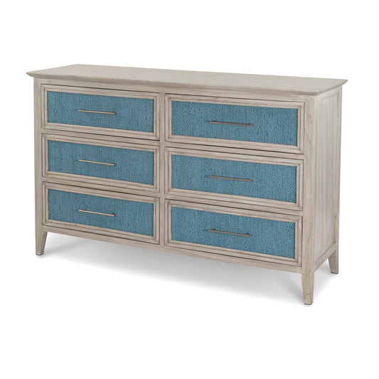 Ocean Isles 6 Drawer Woven Dresser Ocean Blue and Aged Ivory Finish