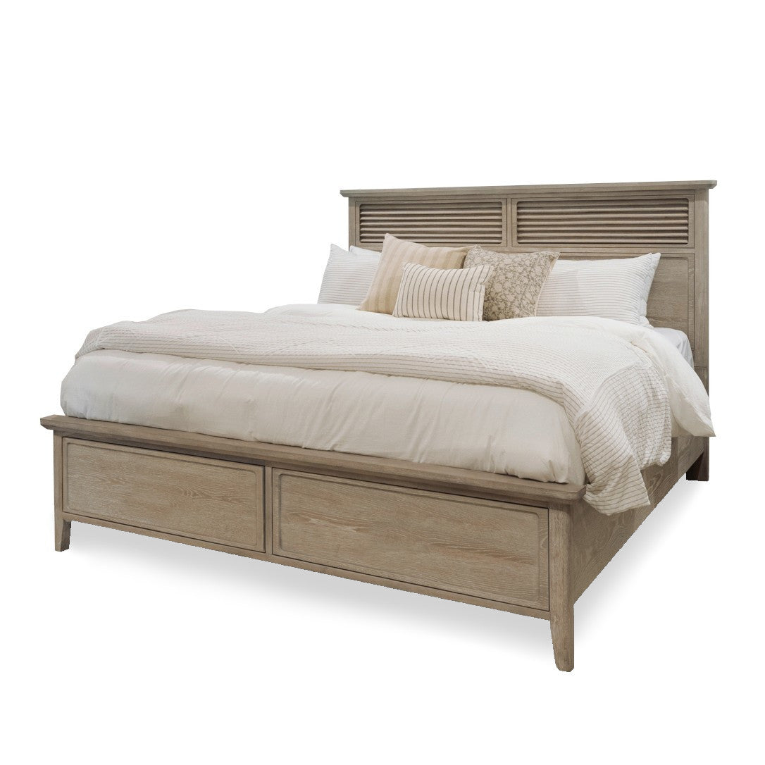 Cape May Queen Bed Solid Wood Coastal Charm Glazed Driftwood Finish