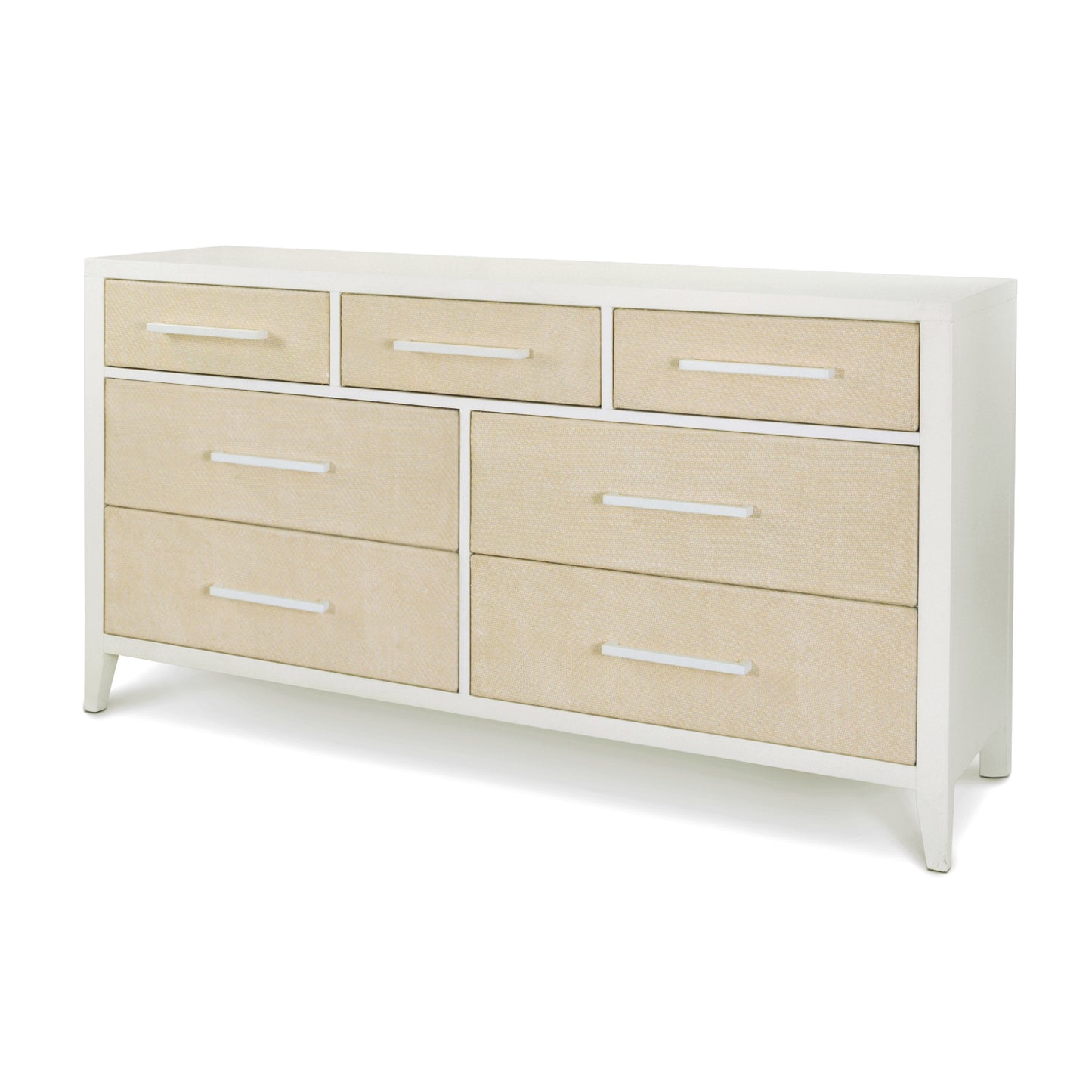 Miramar 7 Drawer Woven Dresser Sand and Stark White Finish
