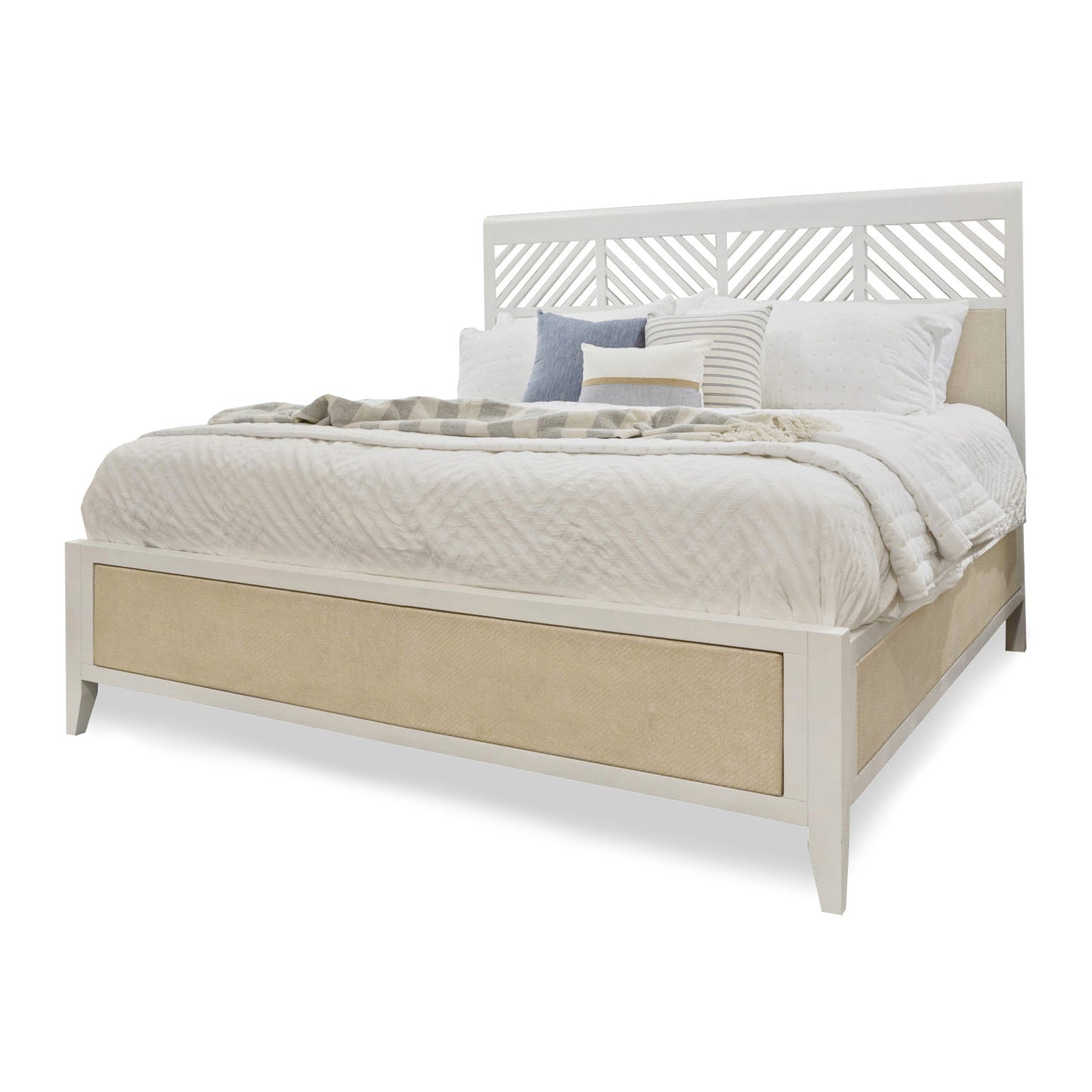 Miramar Queen Woven Bed Coastal Elegance Sand and Stark White Finish
