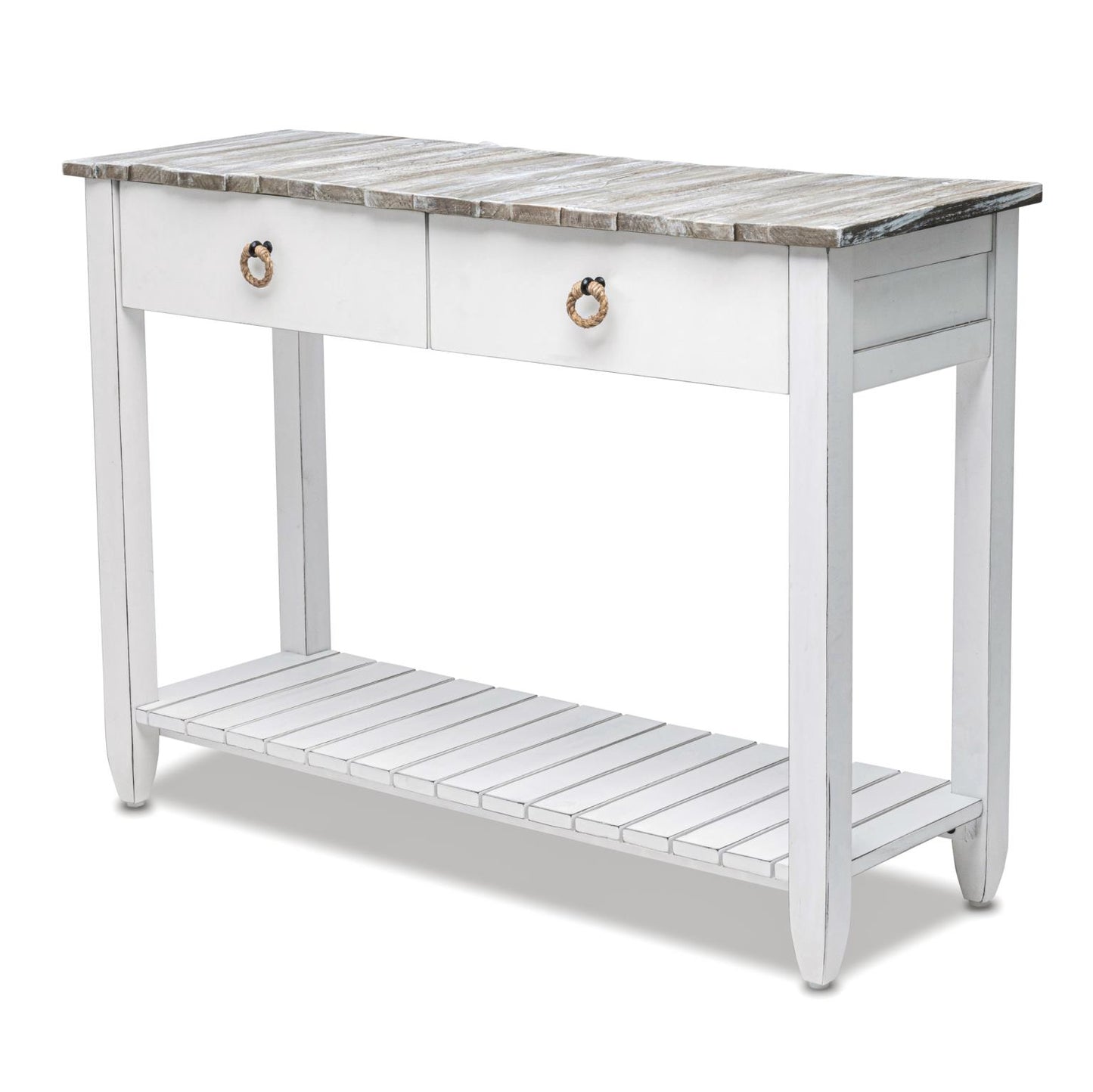 Picket Fence Console Table Grey/Blanc Finish