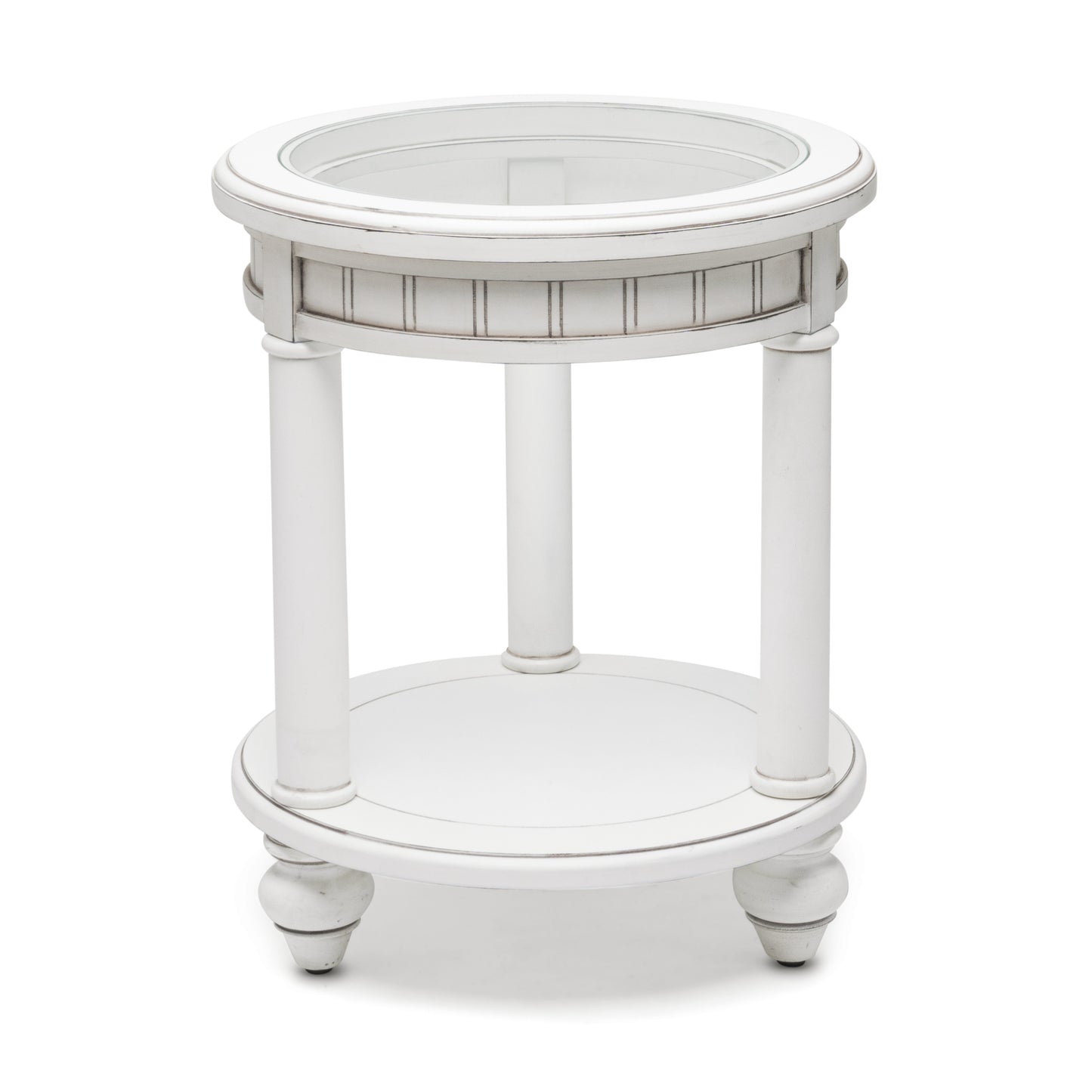 Monaco Round End Table with Palms Insert