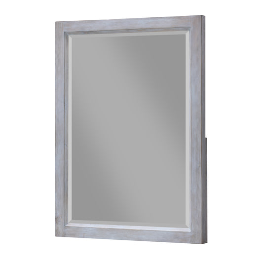 Geneva Rectangular Mirror with Elegant Distressed Grey White Finish