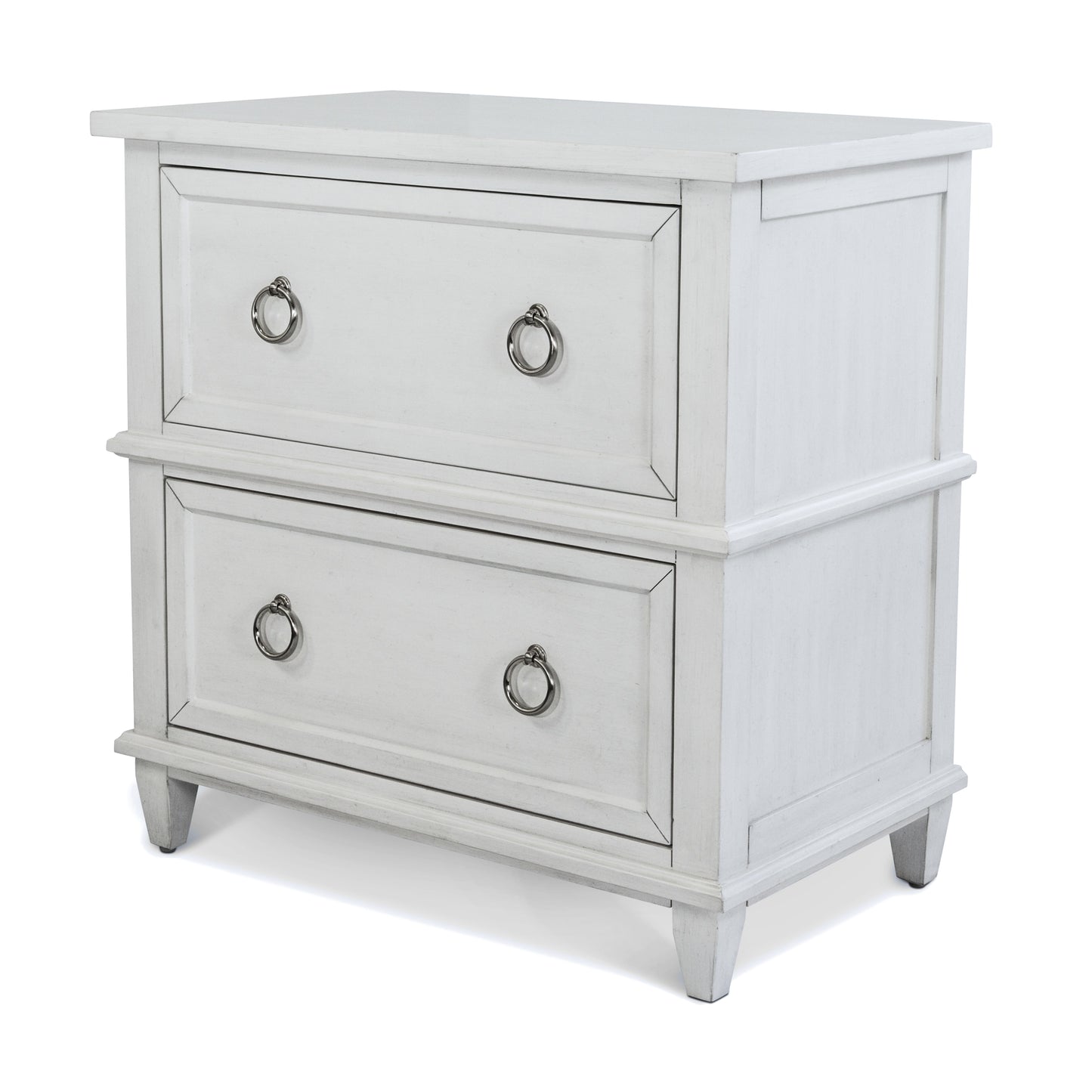Point Breeze 2 Drawer Nightstand with Power and USB A + C Fresh White Finish with Soft Grey Glaze