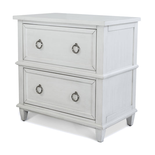 Point Breeze 2 Drawer Nightstand with Power and USB A + C Fresh White Finish with Soft Grey Glaze