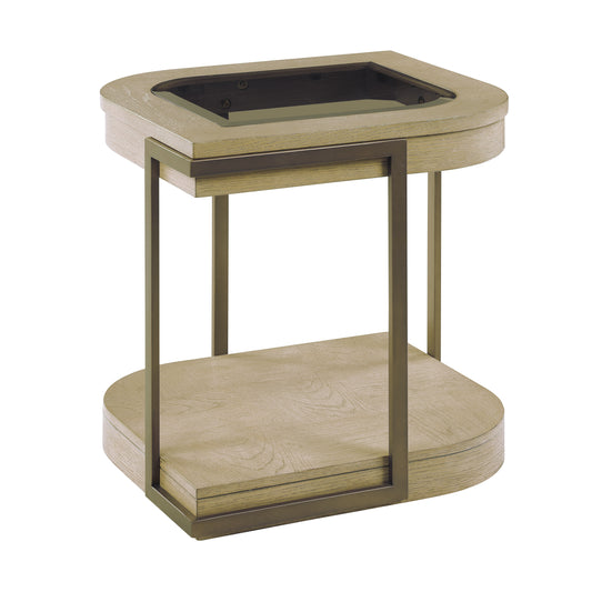 Rio Vista End Table with Tempered glass. Muted Earth Tones and Clay Finish