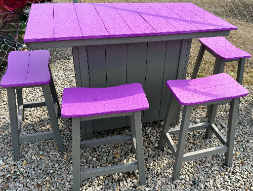 Backyard Server Table with 4 Bar Stools