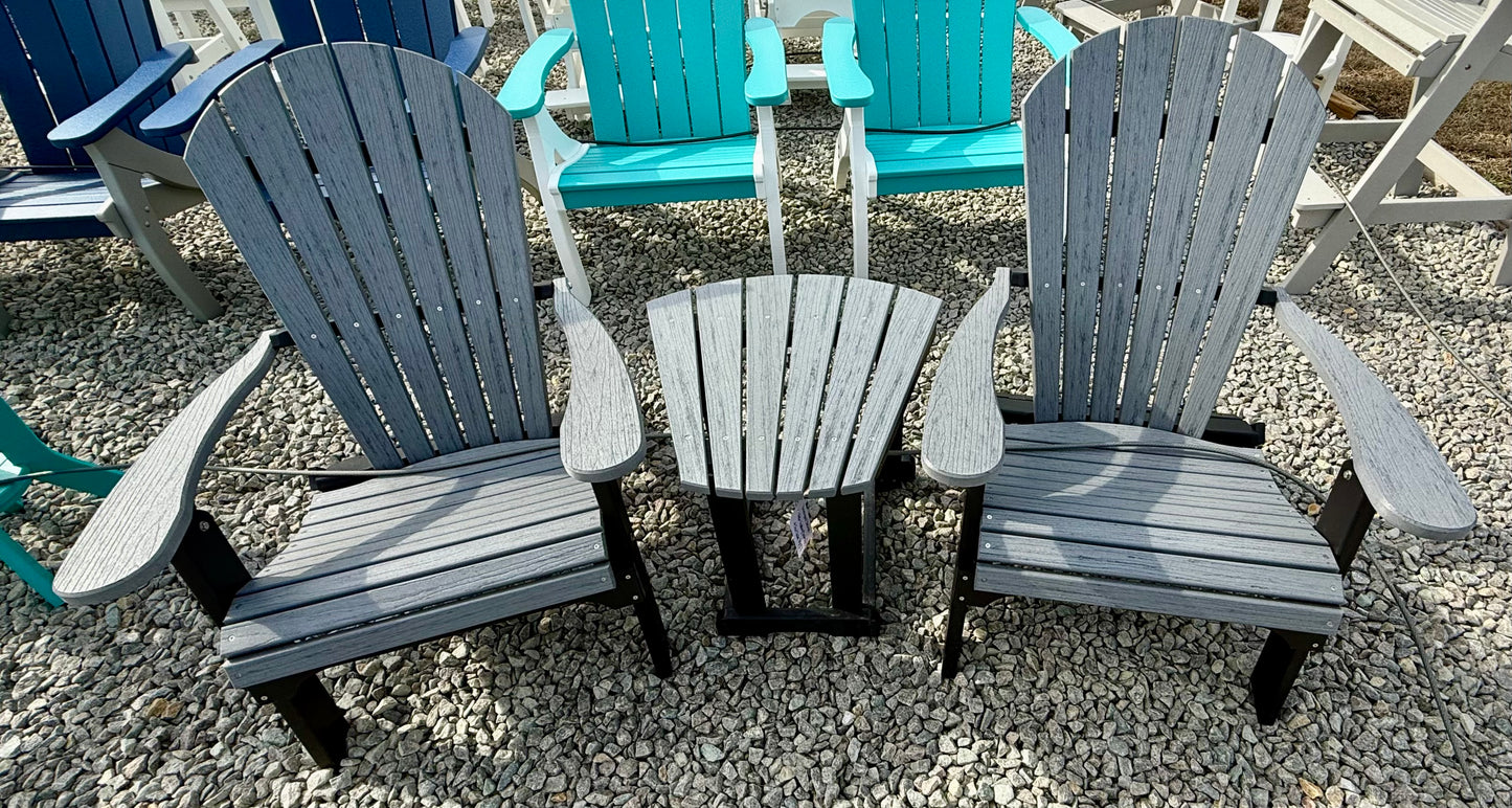 Backyard Adirondack Folding Chairs & Solitary Fan Table