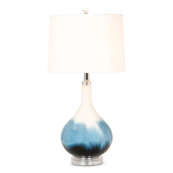 Lux Lighting Ombre 28" Stunning Blue Tone Glass Table Lamps with Linen Shade (Set of 2)