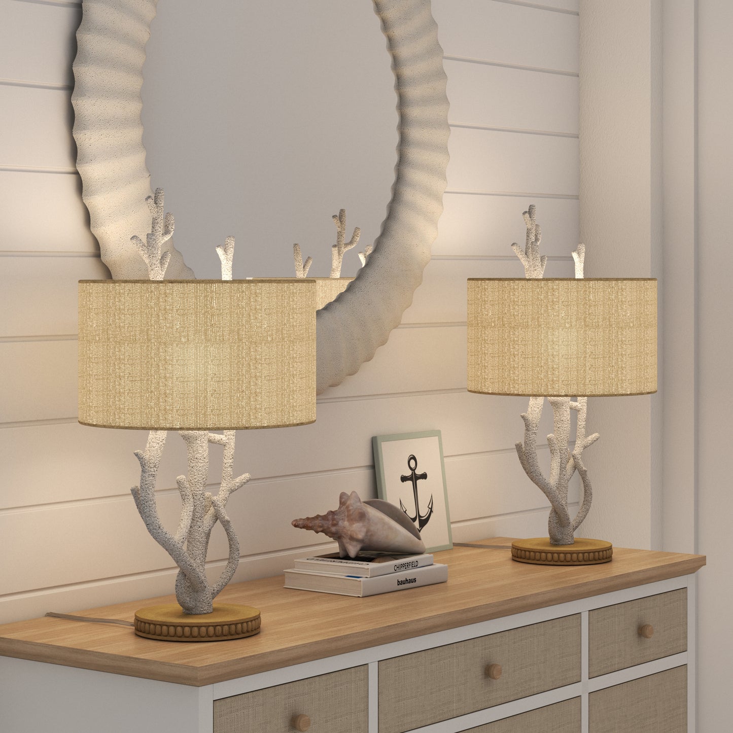 Coral, 28" White Resin Table Lamp (Set of 2)