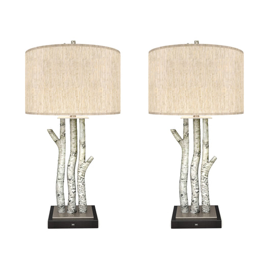 Birchwood Coastal Trio, 29.5" Whitewash Table Lamps (Set of 2, Coastal Style)