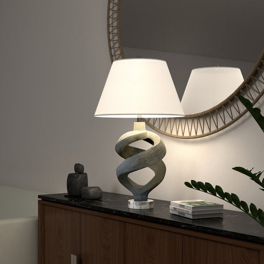 Infinity, 31" Grey Wash Faux Wood Resin Table Lamp (Single, Rustic Look)