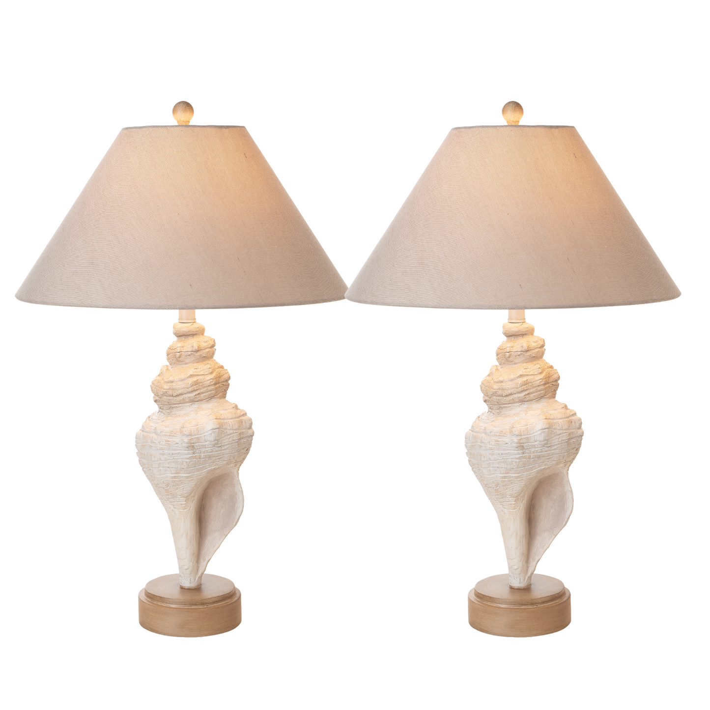 Lux Lighting Baldweyn Conch, 30" Seashell Coastal Table Lamps, (Set of 2) 3-Way Switch