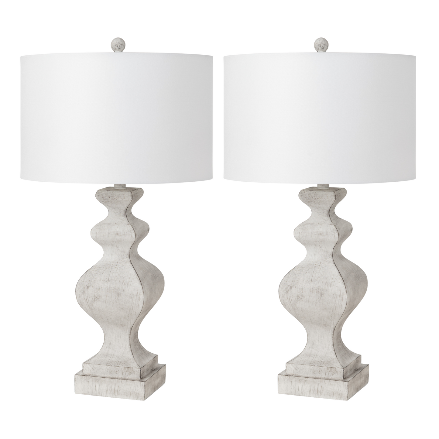 Lux Lighting 32" White Farmhouse Table Lamps USB Port, (Set of 2) 3-Way Switch
