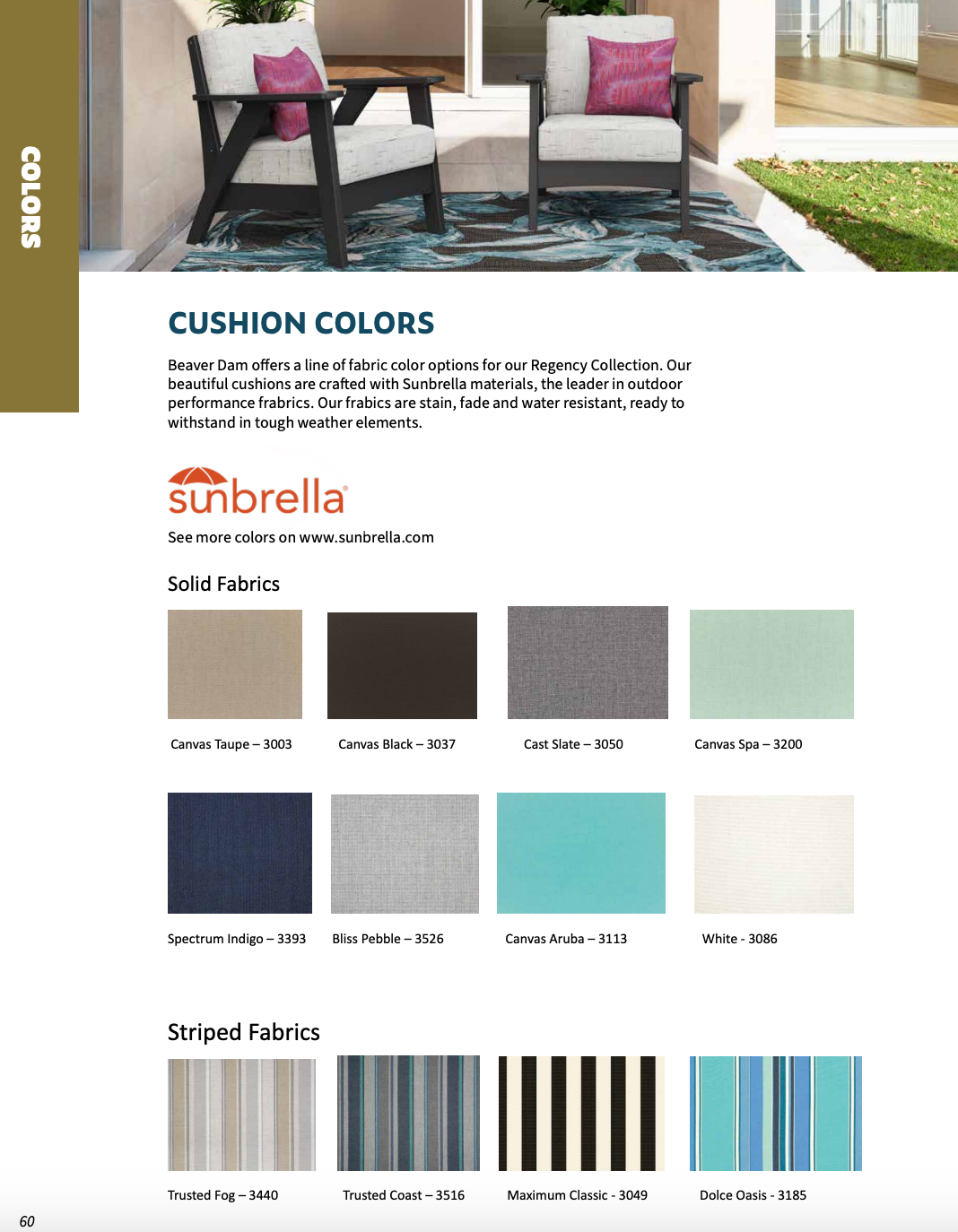 Beaver Dam Cushion Options