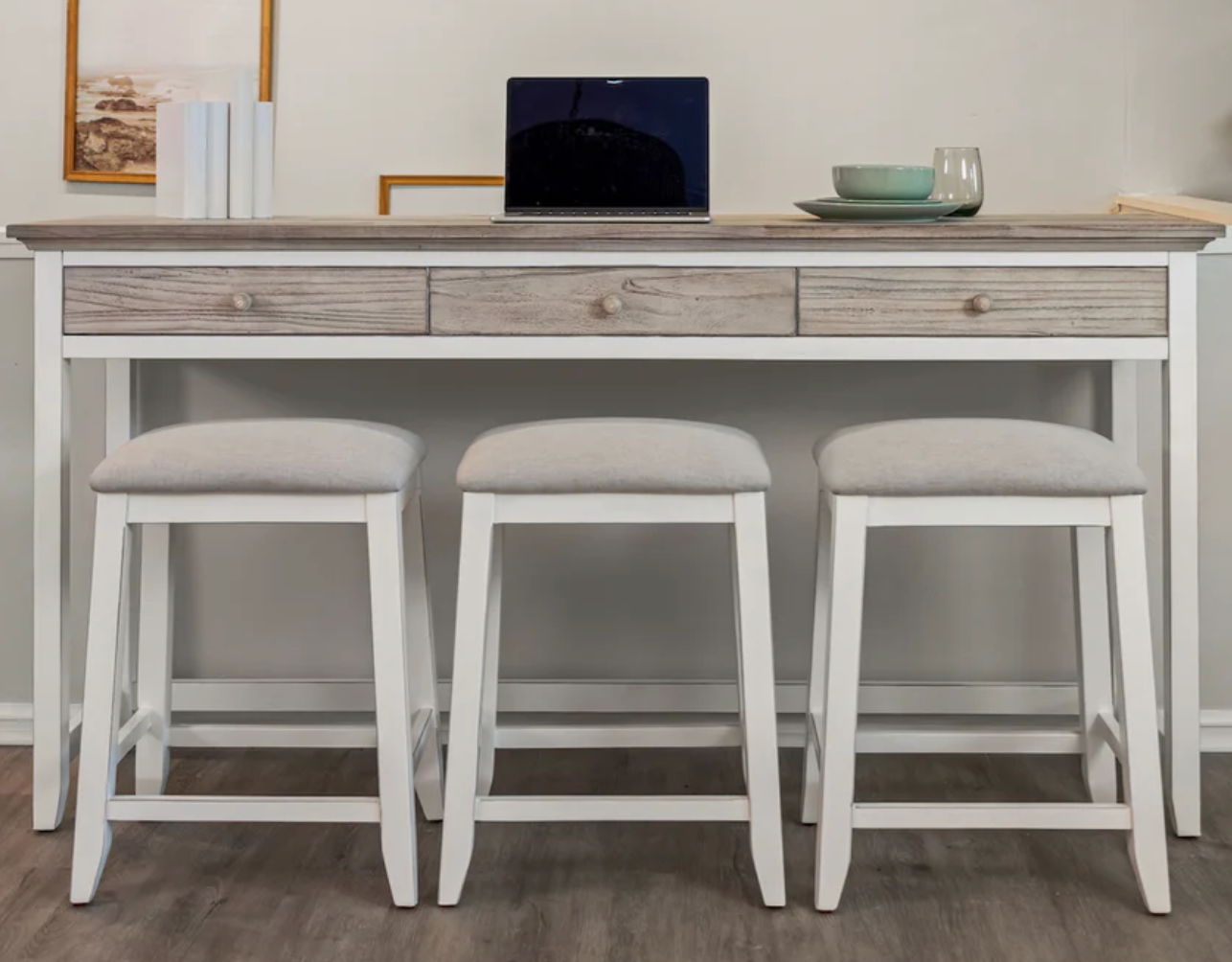 Islamorada 3-Drawer Console w/ Power and USB and 3 Stools
