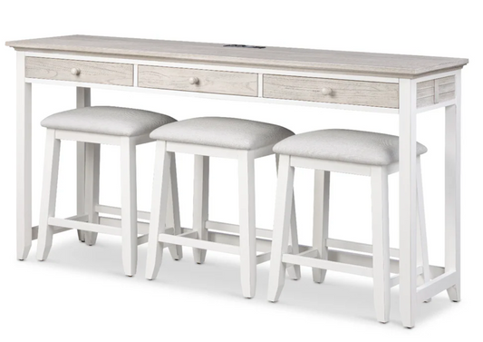 Islamorada 3-Drawer Console w/ Power and USB and 3 Stools