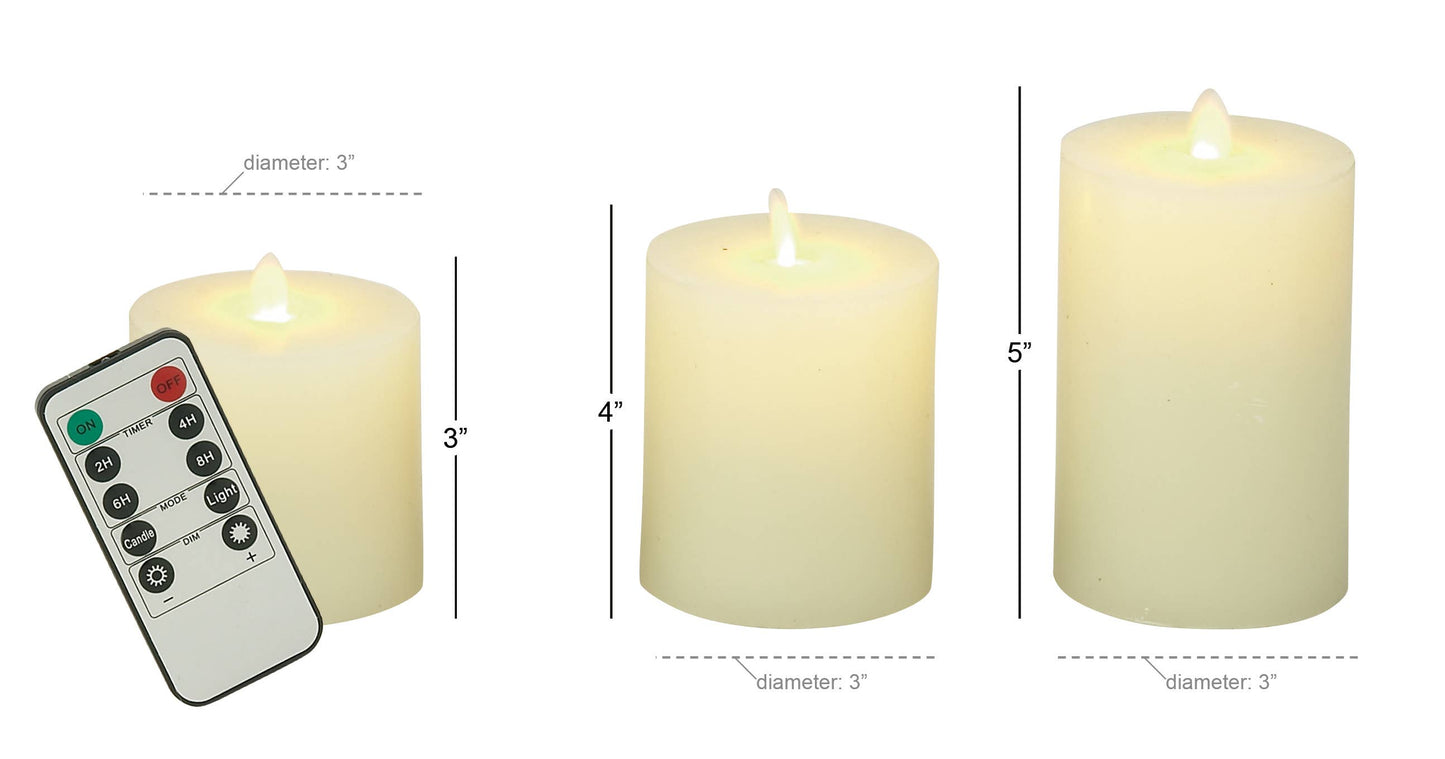 Traditional White Wax Flameless Candle Set