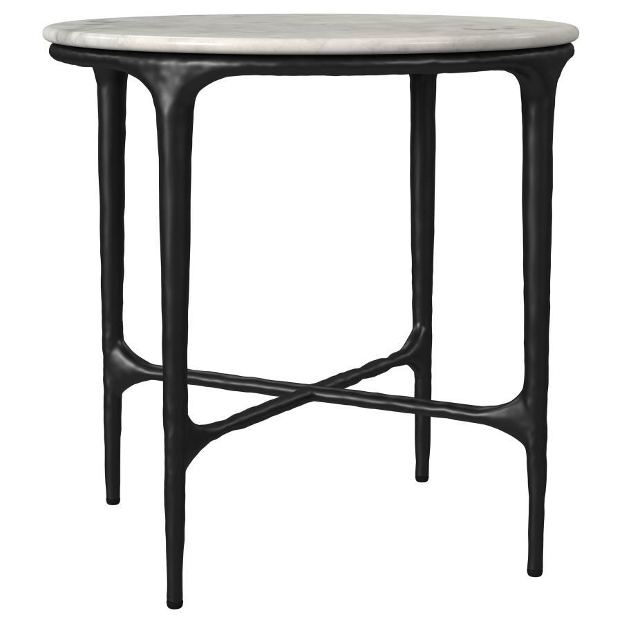 Hermas - Round Marble Coffee And End Table Set