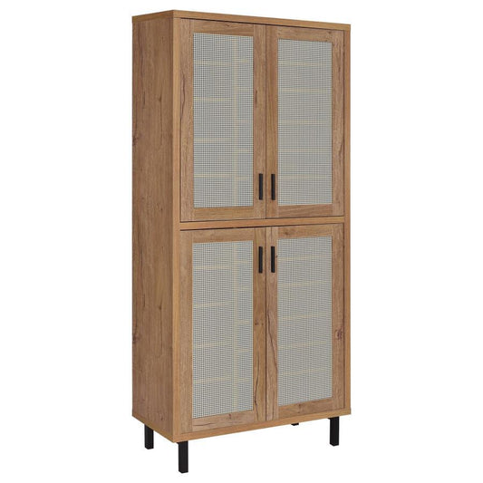 Teller - 4-Door Tall Shoe Storage Cabinet - Natural Oak