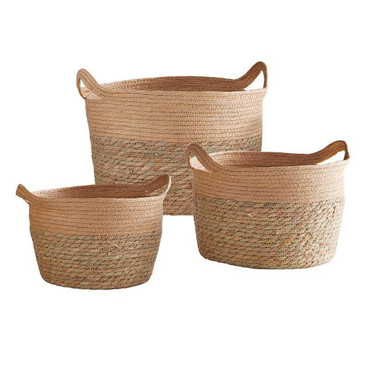 Tan Seagrass Baskets - Set of 3
