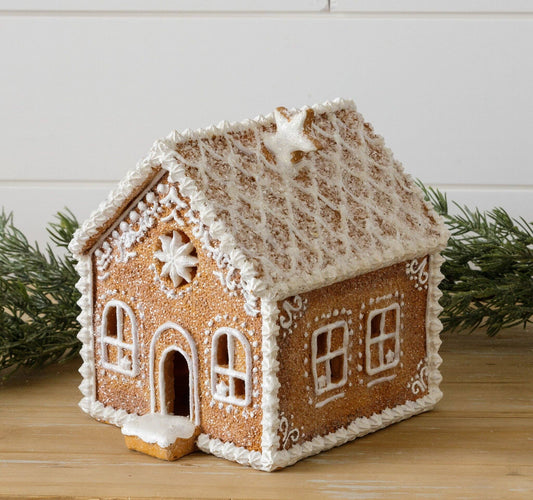Lighted Gingerbread House With Snowy Roof (PC)