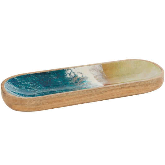 Coastal Brown Mango Wood Tray: Brown