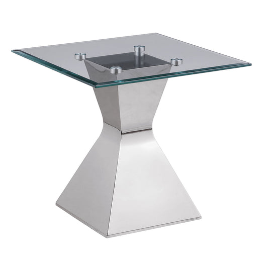Jenny - Glass Top Stainless Steel Table