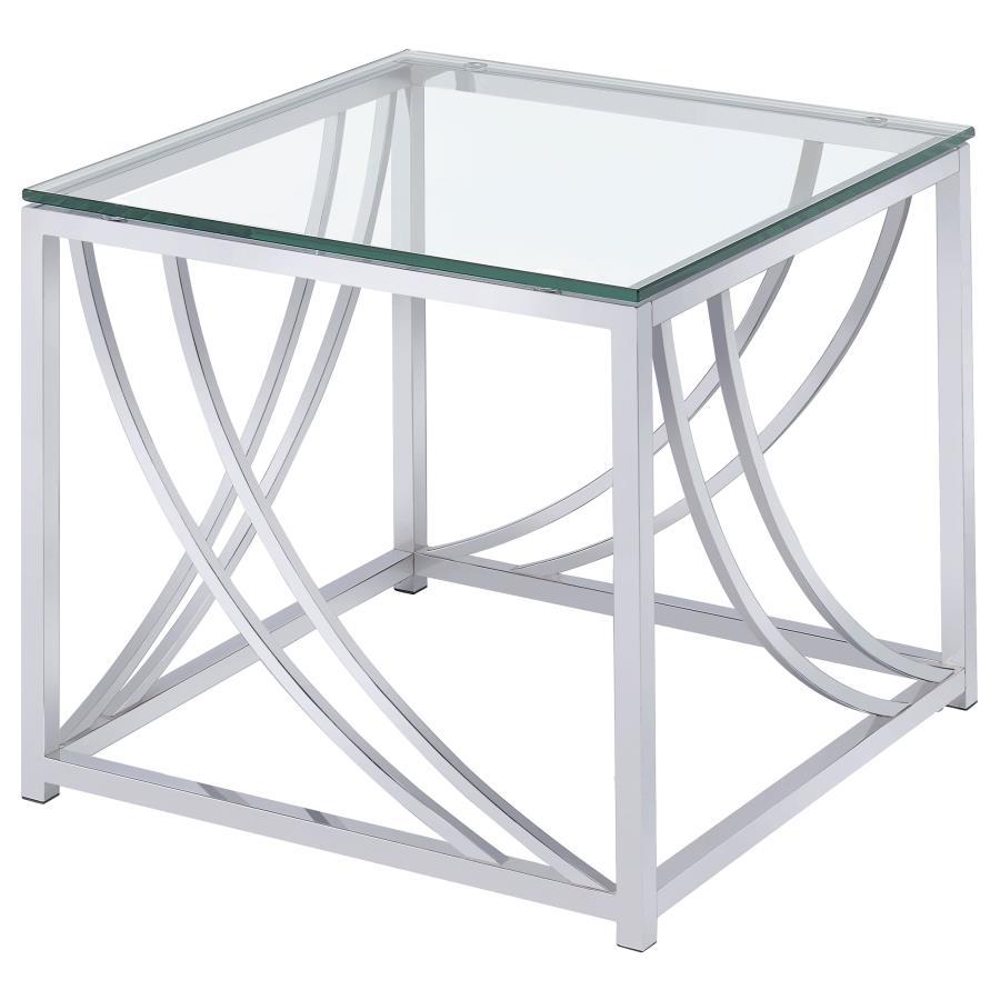 Lille - 3 Piece Glass Top Coffee End Sofa Table Set - Chrome