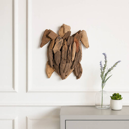 Driftwood Coastal Turtle Wall Figurine - Brown, 12 in.