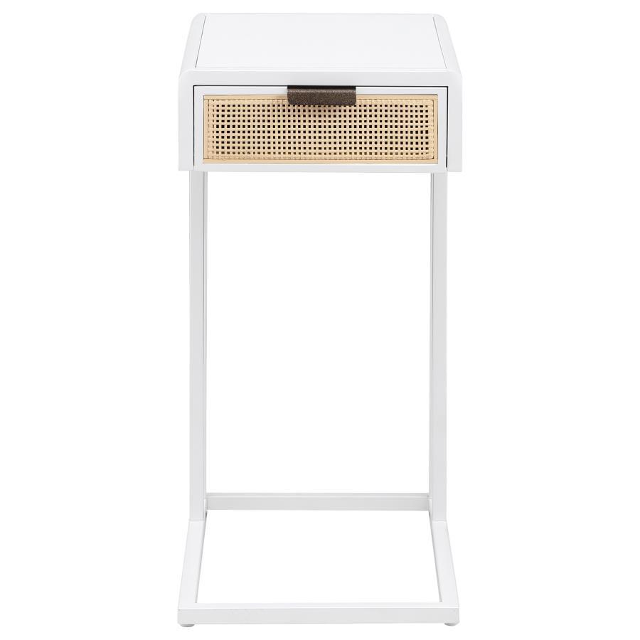 Amherst - 1-Drawer Radio Weave Cane Metal Side Table