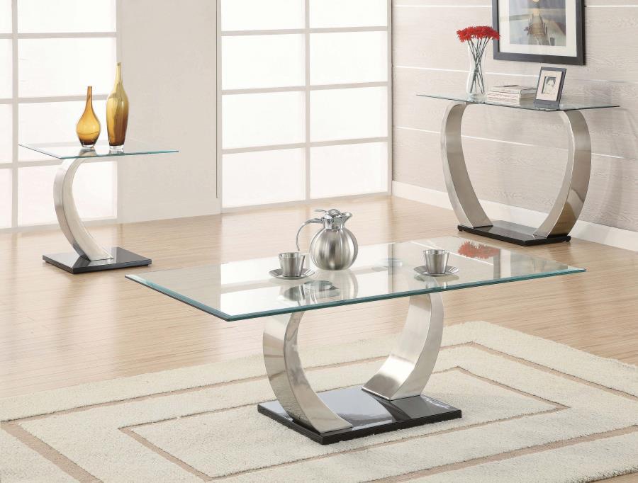 Pruitt - Glass Top Metal Base Table