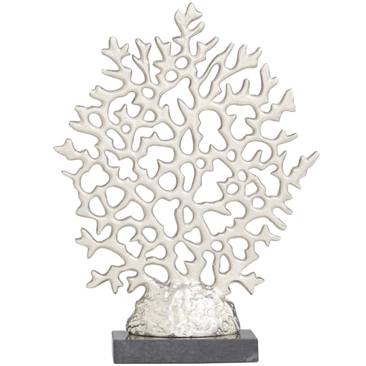 Coastal Silver Aluminum Metal Sculpture: 12"W, 16"H